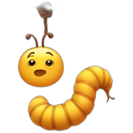 Fuzzy Worm on a string emoji