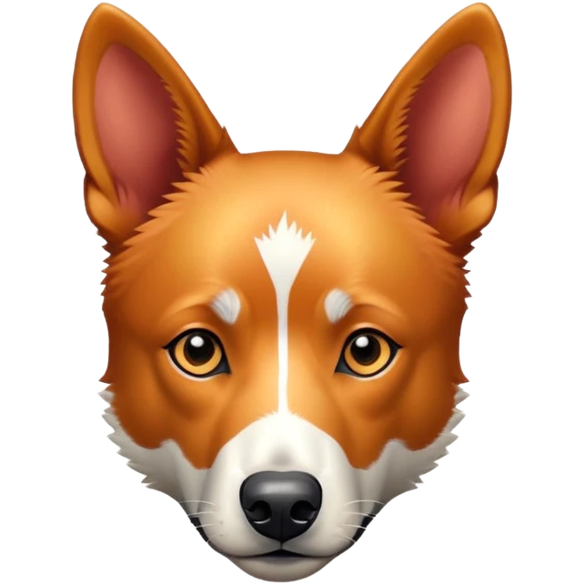 Red heeler, with a golden coat, angle and devel emoji