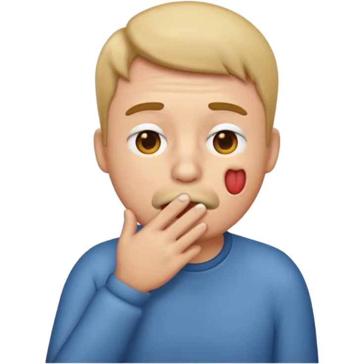 Emoji coughing with hand over mouth and bulge in cheek emoji