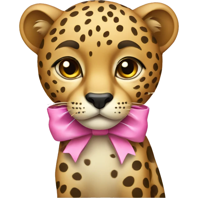 Cheetah with a pink bow  emoji