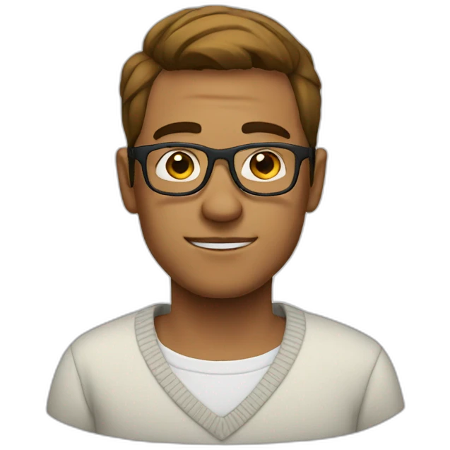  guy with rounded glasses wearing a white sweater emoji