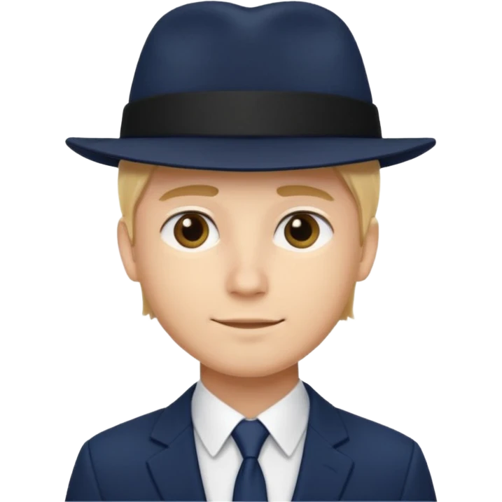 Mobster in Blue Suit – Young blonde man, navy blue suit, black hat.



 emoji
