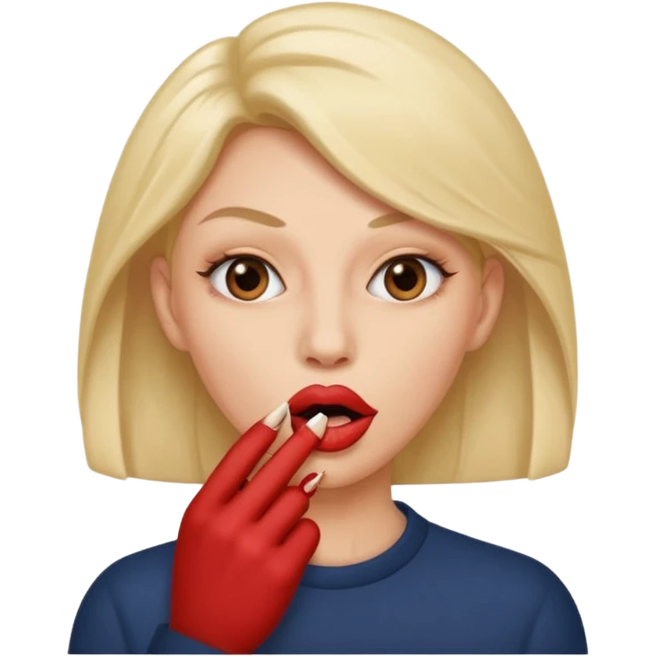 Big lips long nails bestie circle head biting her 1 nail emoji
