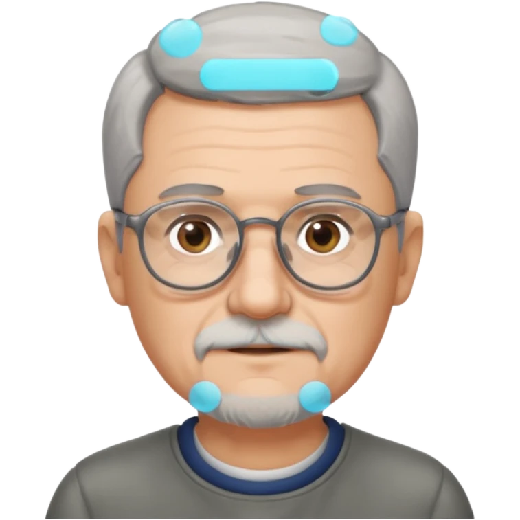 Homme 66 ans cheveux gris en brosse et barbe grise de trois jours lunettes  emoji
