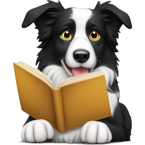 Border collie reading books emoji