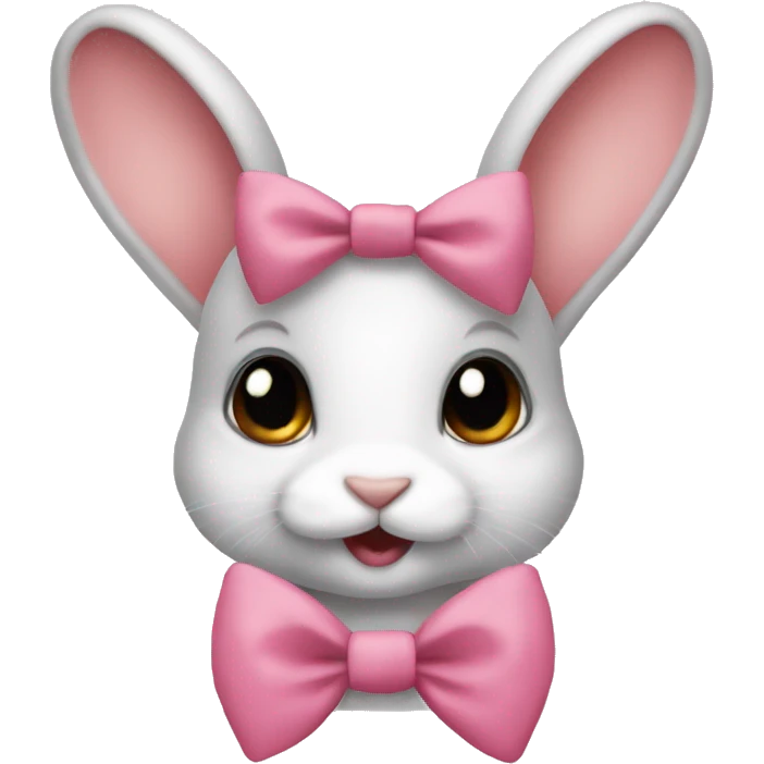 Baby bunny with coquette bow on ear emoji