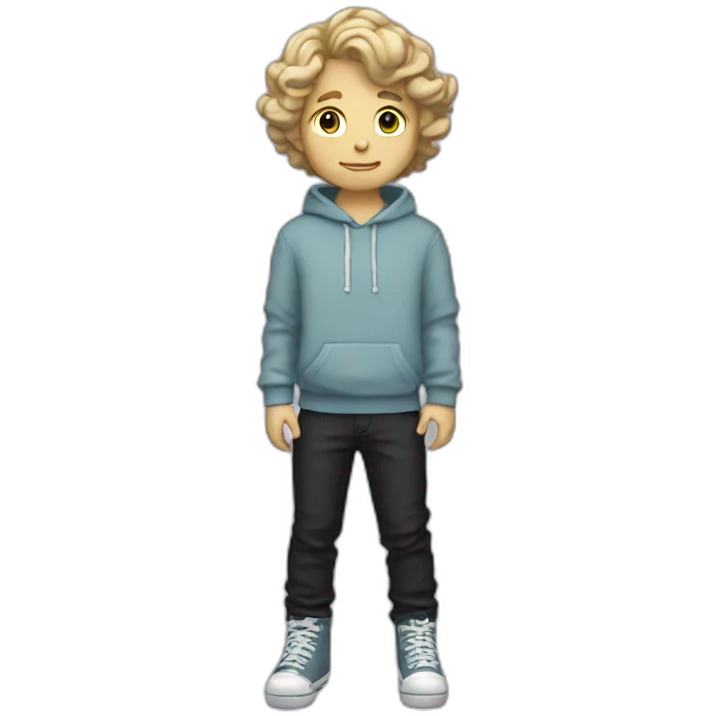 White boy with short wavy hair skater aesthetic emoji