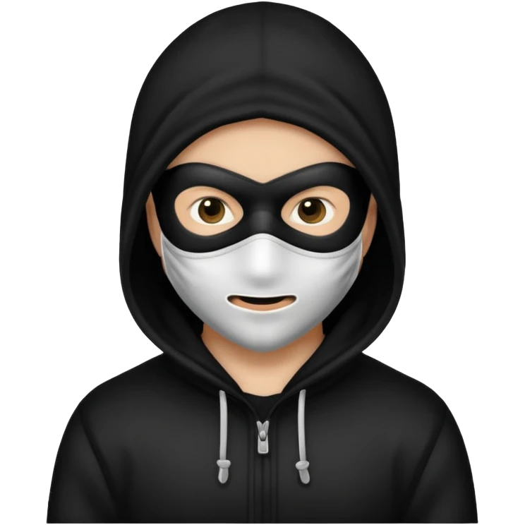 burglar with mask and black white clothes emoji