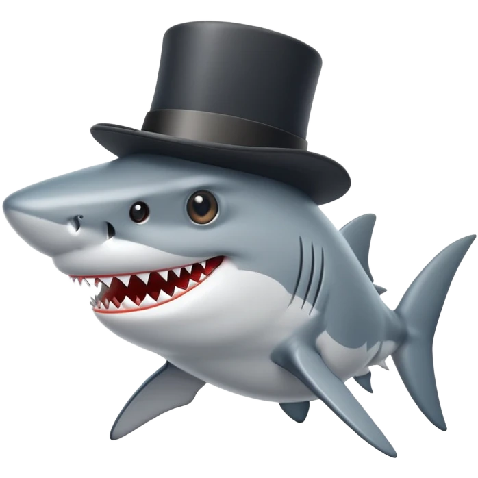 Shark with a top hat emoji