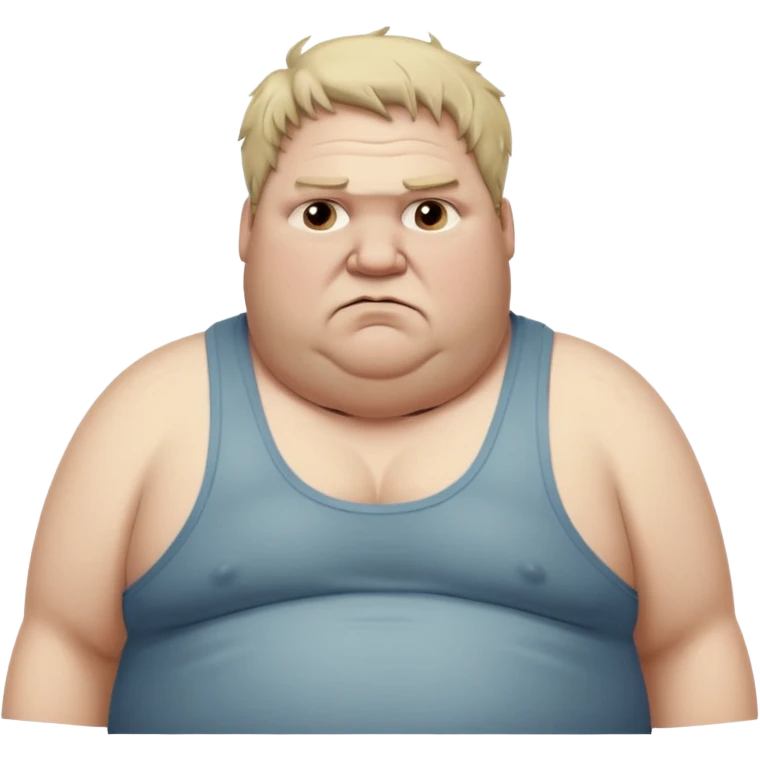 extremely morbidly obese middle aged white man in wifebeater with  dirty appearance. His hair is very greasy and he looks lazy and uncaring emoji