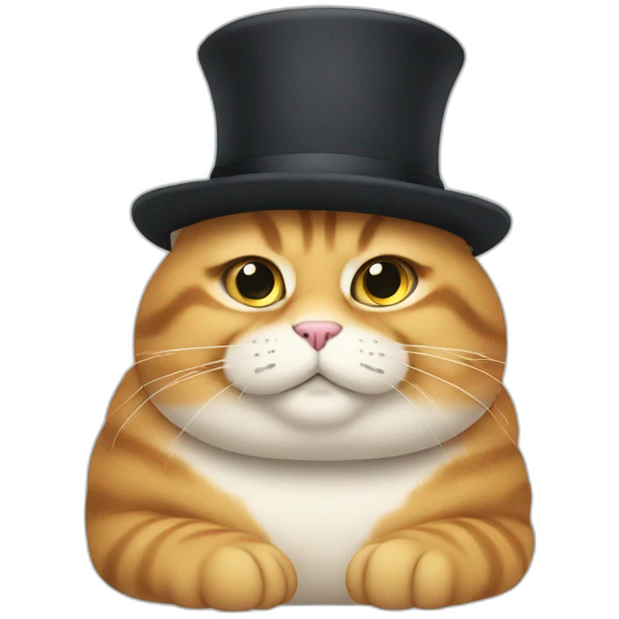 very fat cat with hat emoji