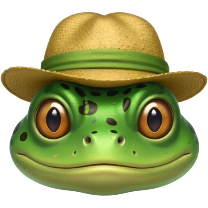 Rana con gorro de compa y una ceja levantada emoji