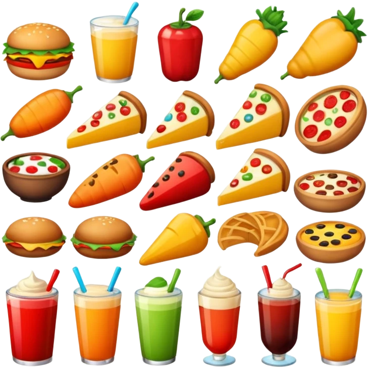 a lot of photo with food emoji