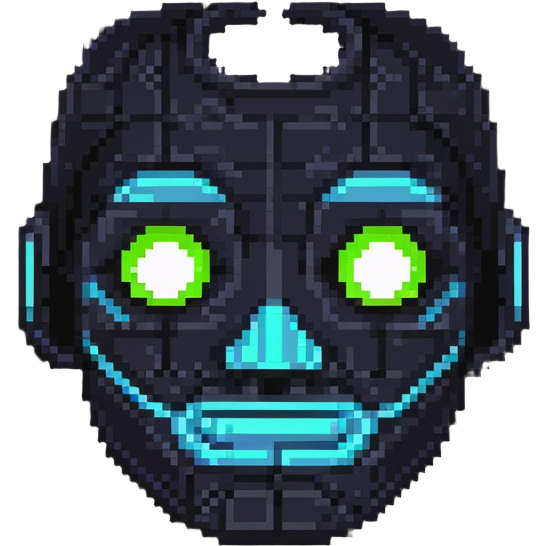 AI face with neon highlights, friendly but with a hint of spookiness emoji