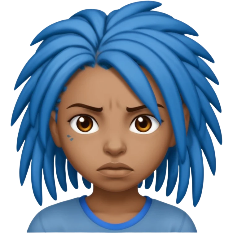 brown girl with blue locs saying fuck you emoji