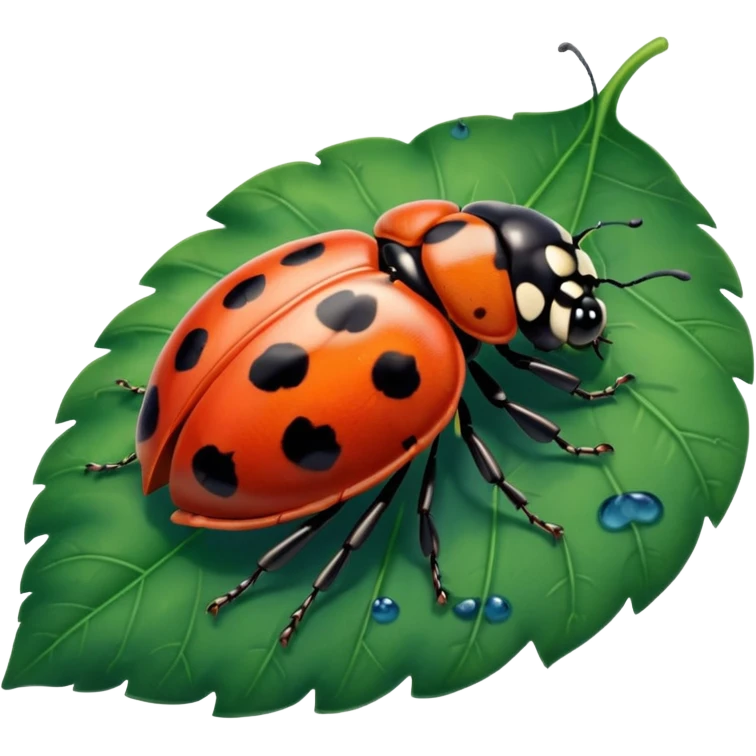  cute BLUE lady bug on leaf emoji