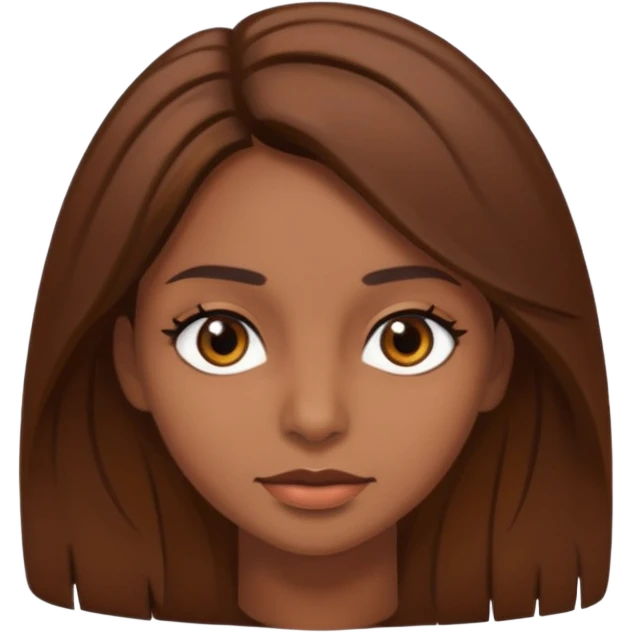 Chica morena con el pelo café medio largo en capas bonita con ojos negros  emoji