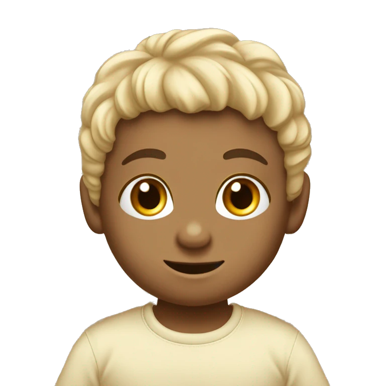 bambino capelli castani con maglietta beige emoji