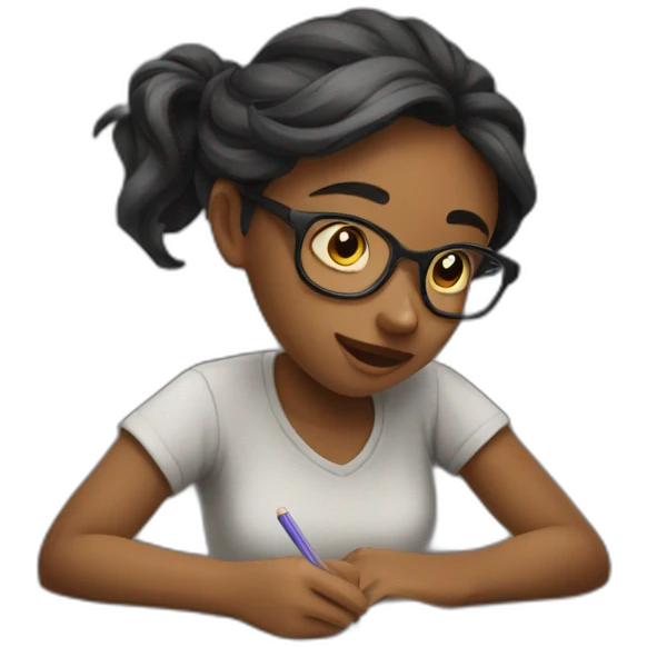 A girl preparing for her exams emoji