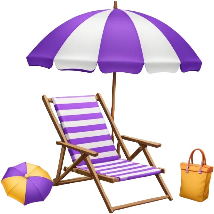 beach chair with striped purple umbrella emoji