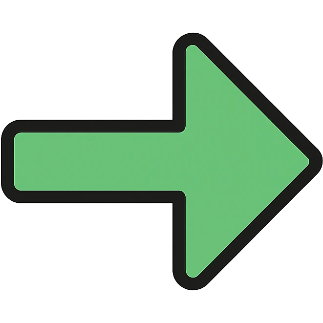green arrow, lineal color outlined icon style, clean and professional emoji