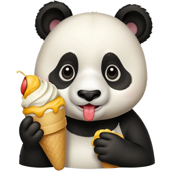 Panda eating mango icecream emoji