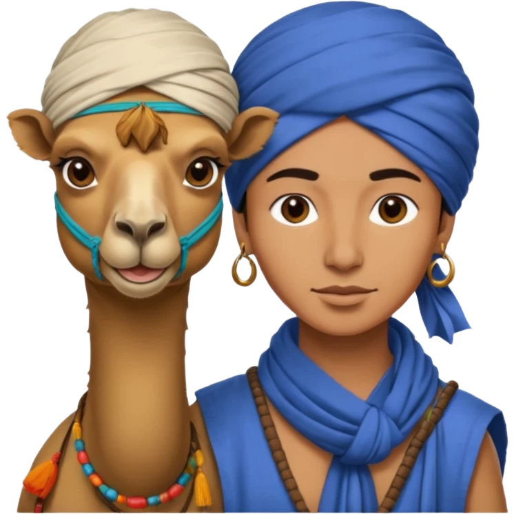 Desert Nomad Traveler with camel emoji