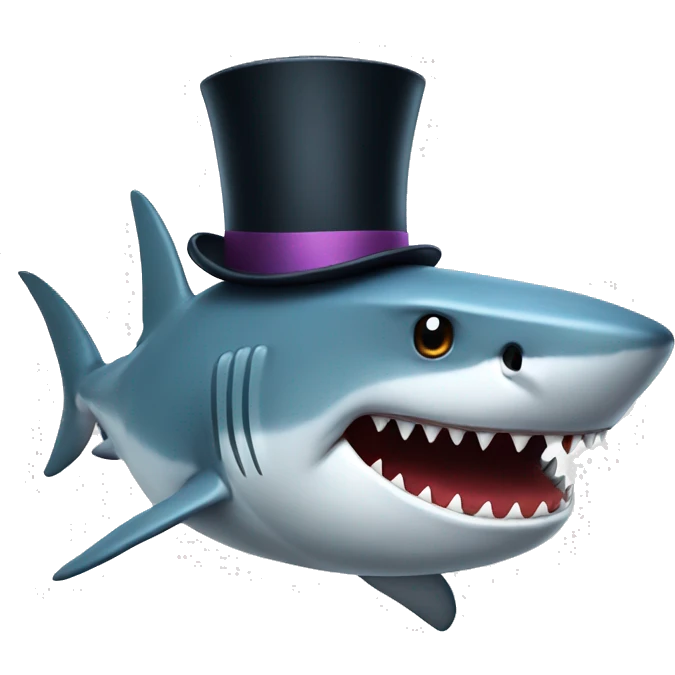Shark with a top hat emoji