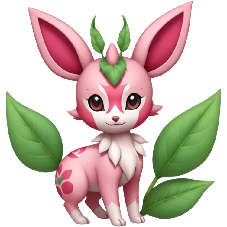 Rosy floral romantic cute kawaii Ivy-Scizor-Sylveon-Leafeon-Pokémon-Digimon-Fakémon-hybrid-fusion-creature emoji