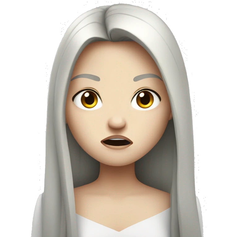 Angry pale girl with long black hair  emoji