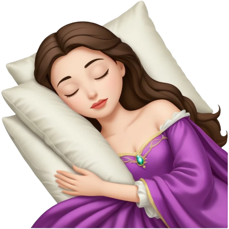 sleeping beauty brunette white girl with a silk pillow emoji