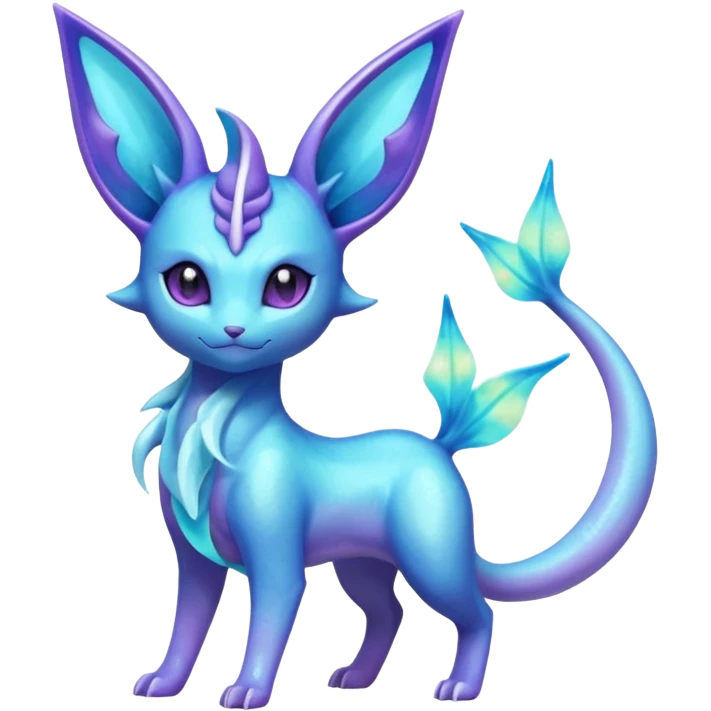 Shiny Nebulae Espeon-Lumineon-Vaporeon-Amaura-Dragonair-Fakémon-hybrid-creature (full body)  emoji