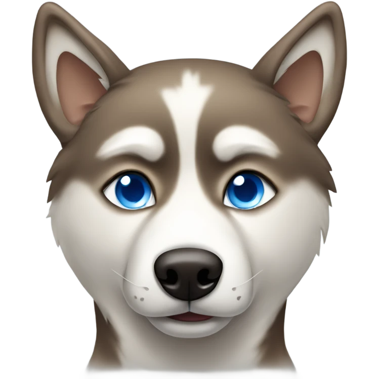 Tan husky with one blue eye and one brown eye emoji