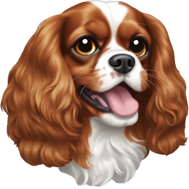 Cavalier King Charles Spaniel Brown with tongue out emoji