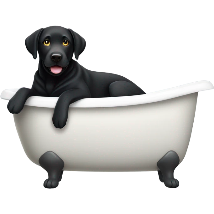 Black lab in bathtub  emoji
