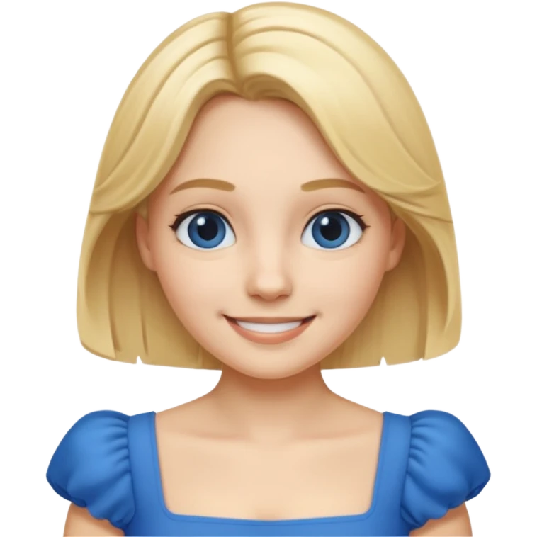 MAKE A ALICE AND THE WONDER LAND EMOJI WITH A BLUE DRESS AND BLOND HAIR emoji