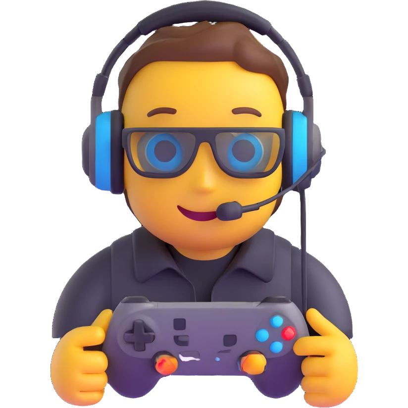 gaming emoji with a headset and joystick emoji