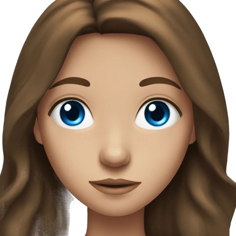 long brown hair teenager with blue eyes emoji