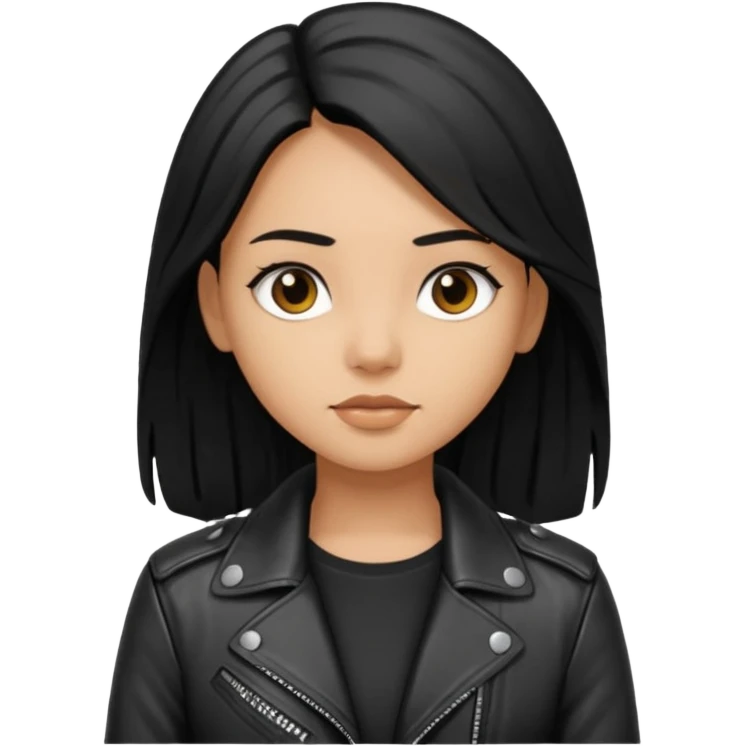  Siyah uzun saçlı ceket giyen esmerimsi kız fazla esmer değil siyah ceket  emoji