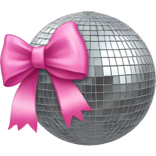 Mirrorball with a pink bow on top emoji