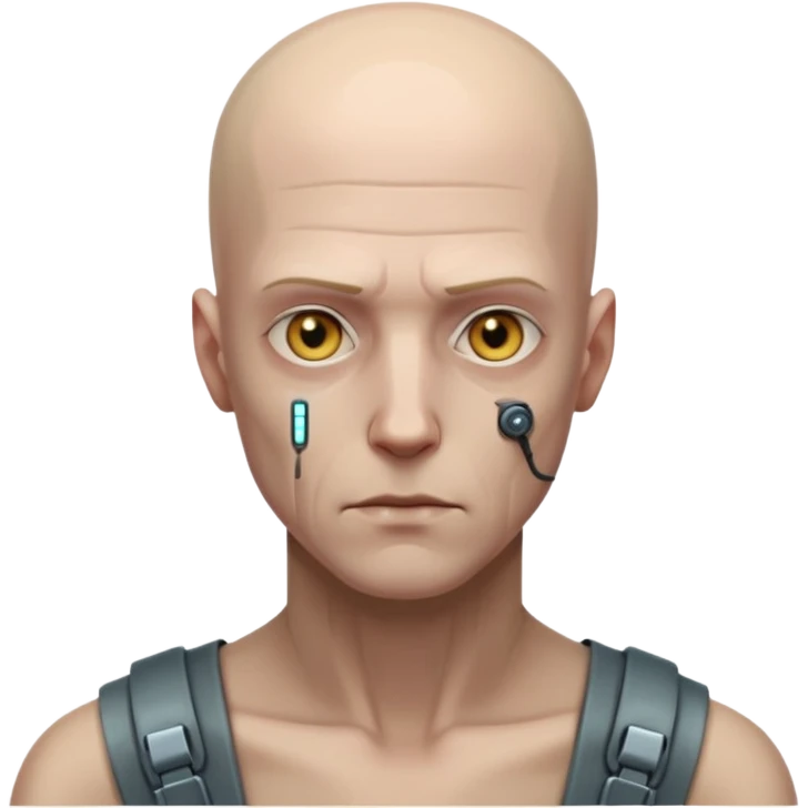 cyberpunk poor man whihout hair emoji
