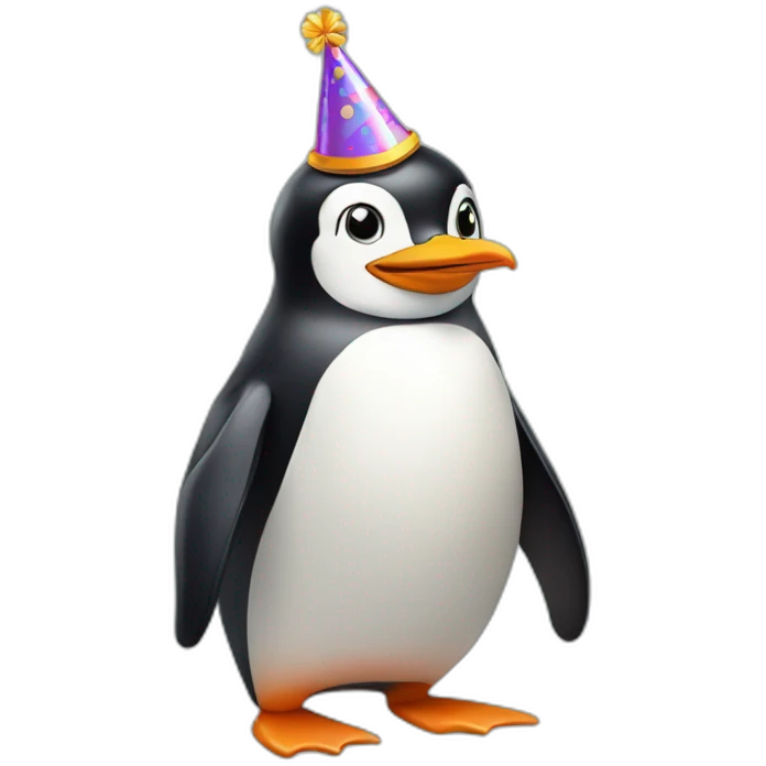 penguin with birthday hat emoji