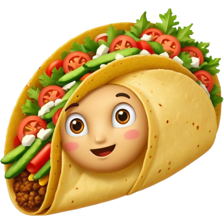 taco with white wings and question marks on the sides emoji