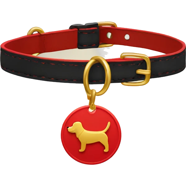 Red dog collar with a golden tag emoji