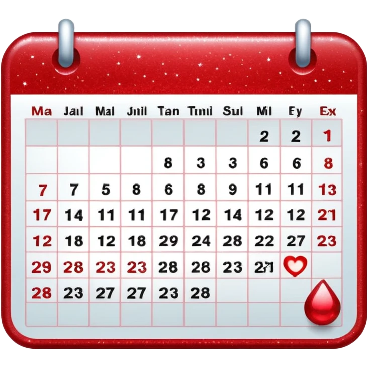 red glitter calendar emoji