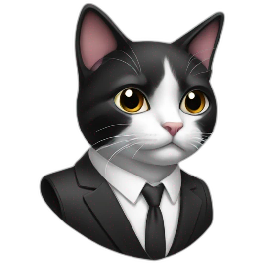 Black and white cat in a suit emoji