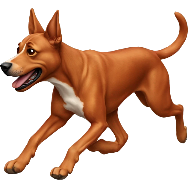 realistic solid red dog with pointed ears running emoji