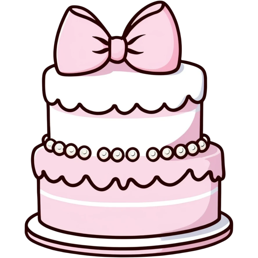 light pink cake decorated with pearls and a light pink bow on top emoji