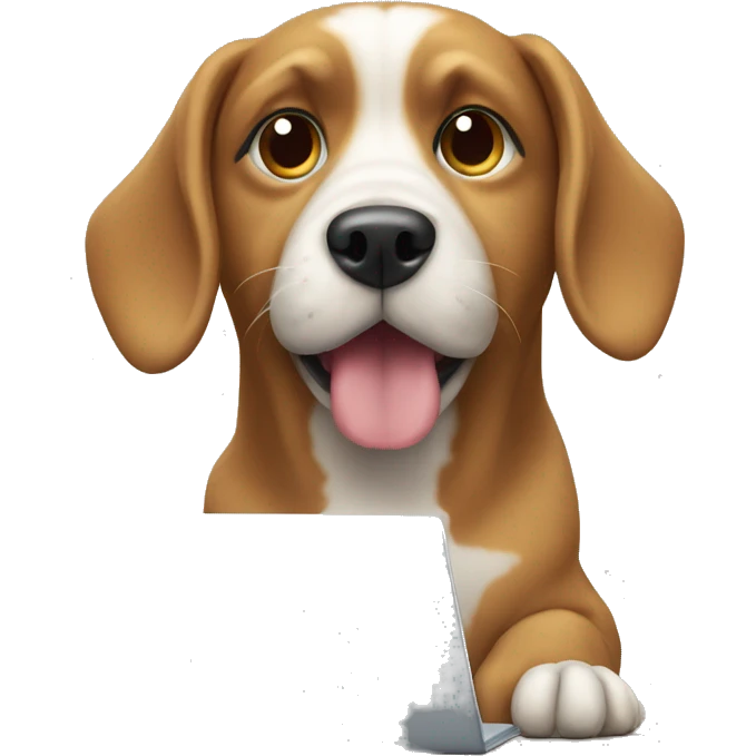 a dog with computer emoji