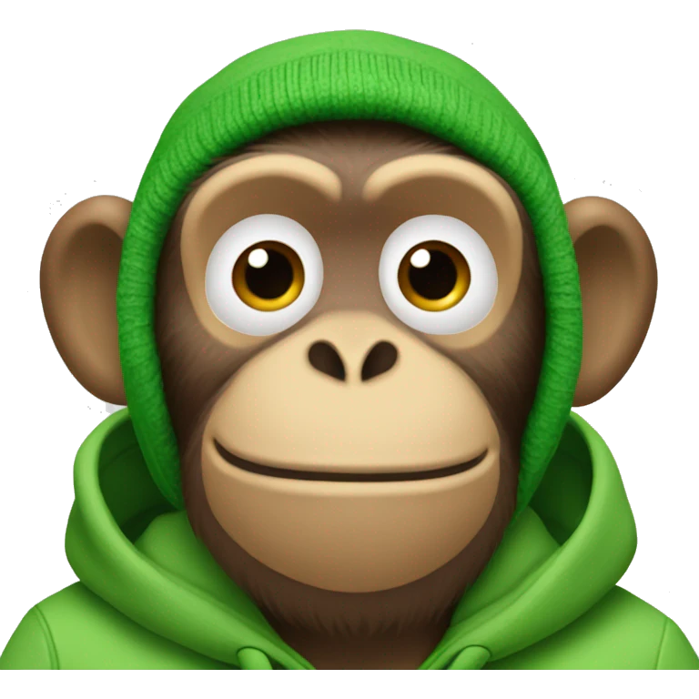Monkey wearing a green beanie and green AirPods Max emoji